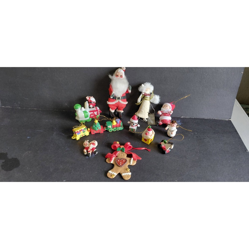 vintage midcentury flocked felt Santa doll Collection ornament Christmas Holiday - Picture 12 of 12